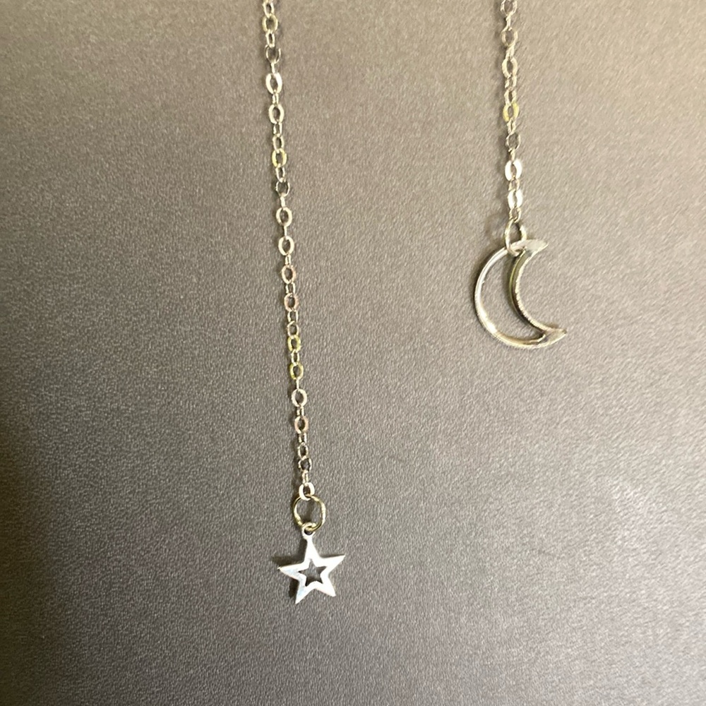 Silver Moon and Star Pendant Necklace - Picture 7 of 8